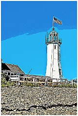 Unique Shape of Scituate Lighthouse Tower- Digital Painting